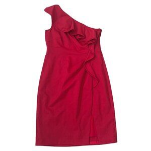 Valentino technocouture red one shoulder cocktail dress size 10